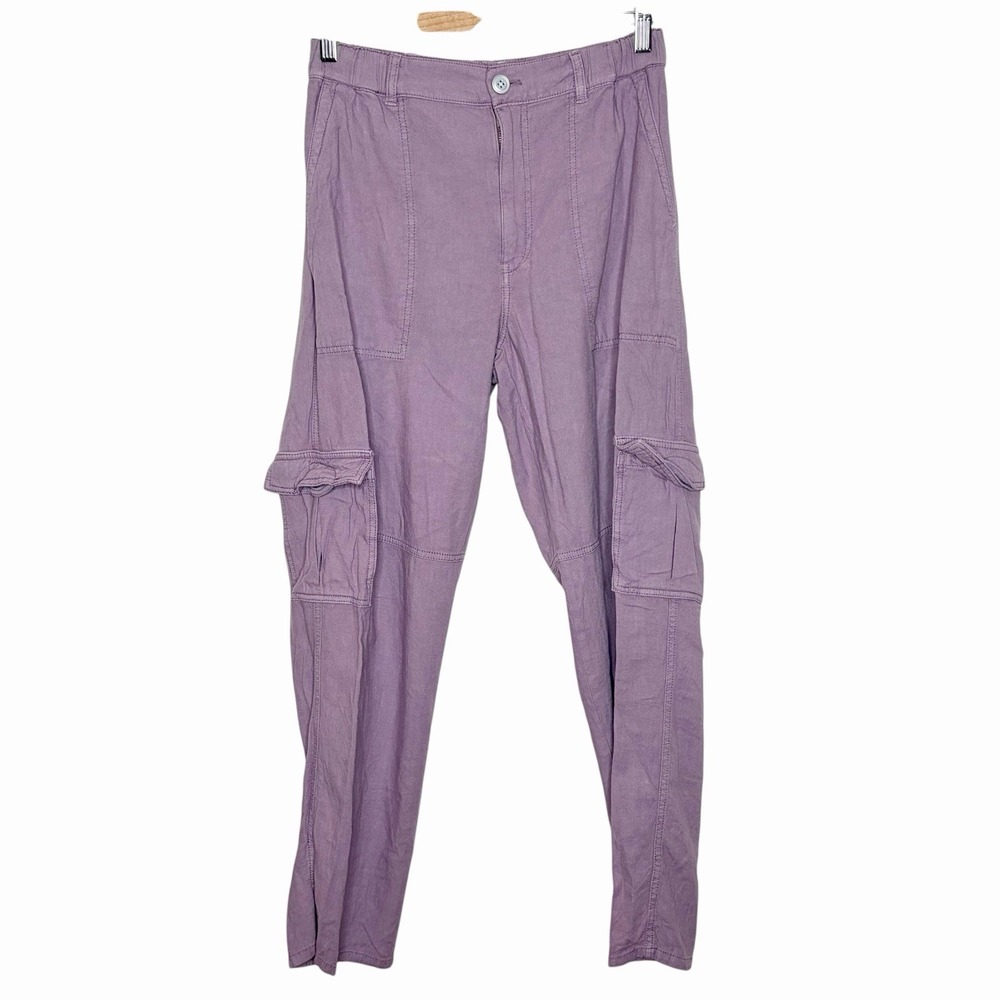 Pilcro Linen Blend Cargo Pants Purple Womens Size ST Tall Grunge Utility Boho
